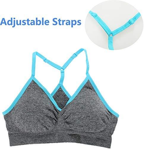 AKAMC 3 Pack Women's Medium Support Cross Back Wirefree Removable Cups Yoga Sport Bra