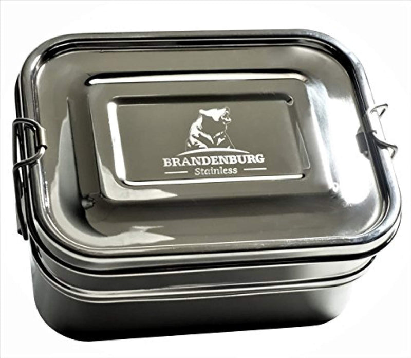 Brandenburg Stainless Steel Bento Box - Heavy Duty Lunch Box, 3 in 1 Food Container - Kid and Adult Friendly,