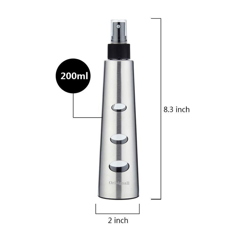 Olive Oil and Black Vinegar Disperser Bottle,200ml Stainless Steel Oil Mister,Oil Pump Controlinjection sprayer Bottle for Cooking BBQ Air Fryer kitchen