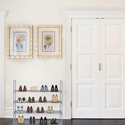 HOME BI 4 Tier Shoe Rack, 20 Pairs Shoes Organizer Closet for Home & Office, Anti-Rust,Easy to Assemble, No Tools Required,35.6”W x 12.0” D x 33.27”H, Black