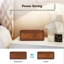 BlaCOG Alarm Clock Digital Desk Wooden Alarm Clock Upgraded with Time Temperature, Adjustable Brightness, 3 Set of Alarm and Voice Control - Bamboo