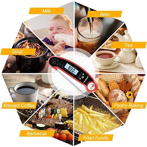 A ALPS Digital Instant Read Meat Thermometer with Probe Fast Waterproof Thermometer with Back light and Calibration. Digital Food Thermometer for Cooking, Kitchen