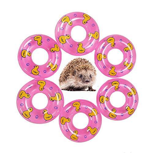 HAICHEN TEC 3.74 Inch Small Animal Hedgehog Fancy Mouse Bath Collar Ring Yellow Duck Transparent Swimming Rings Hamster Swim Life Jacket Float Coat Photo Shoot Toy Cage Accessories(6 Pack)