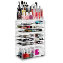 Casafield Acrylic Cosmetic Makeup Organizer & Jewelry Storage Display Case - Large 16 Slot, 2 Box & 10 Drawer Set - Clear