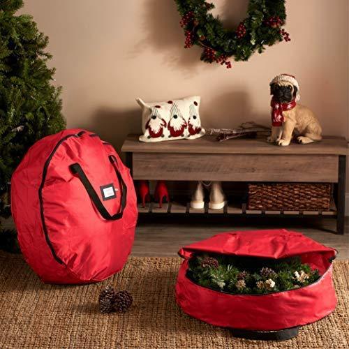 2-Pack Christmas Wreath Storage Bag 36" - Artificial Wreaths, Durable Handles, Dual Zipper & Card Slot, Holiday Xmas Tear Resistant Storage Container 420D Oxford Fabric by ZOBER