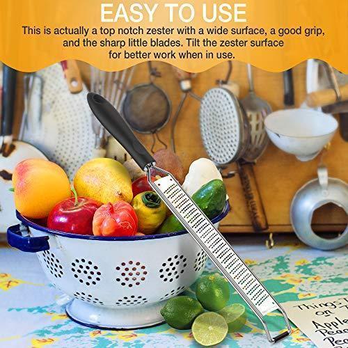 Zester Grater - Parmesan Cheese, Lemon, Chocolate, Ginger, Garlic, Nutmeg, Vegetables, Fruits - Soft Touch Handle - Dishwasher Safe, Sapphire