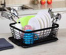 Denozer Kitchen Sink Dish Drainer Rack with Drainboard and Utensils Basket, Black