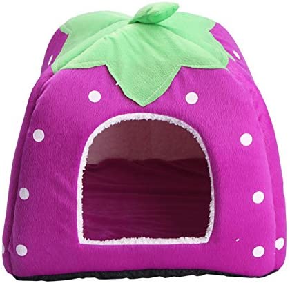 Nest 9 Strawberry Style Cute Soft Cotton Sponge Puppy Cat Dog House Pet Bed Dome Tent Warm Cushion Basket