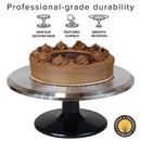 Topeka Trading Company Rotating Cake Decorating Turntable With Bonus Icing Spatula | 12" Diameter Aluminum Alloy Stand With Platform | Non-Slip Base & Smooth Rotation (Silver/Black)