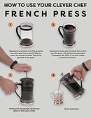 French Press Single Serving Coffee Maker by Clever Chef | Small French Press Perfect for Morning Coffee | Maximum Flavor Coffee Brewer With Superior Filtration | 2 Cup Capacity (12 fl oz/0.4 liter)