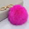 Miraclekoo Rabbit Fur Ball Pom Pom KeyChain Gold Plated Keychain with Plush for Car Key Ring or Handbag Bag Decoration (Orange Pink)