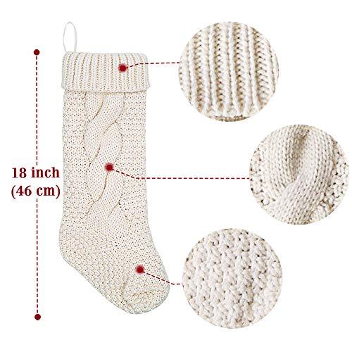 LimBridge Christmas Stockings, 4 Pack 18 inches Large Size Cable Knit Knitted Xmas Rustic Personalized Stocking Decorations for Family Holiday Season Decor, Cream or Burgundy