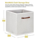 MaidMAX Foldable Storage Cubes, Set of 6 Decorative Fabric Storage Bins Containers Organizers Drawers with Wood Handles for Shelves Clothes Closet Kids Bedroom, Gray Polka Dot