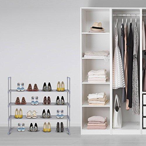 HOME BI 4 Tier Shoe Rack, 20 Pairs Shoes Organizer Closet for Home & Office, Anti-Rust,Easy to Assemble, No Tools Required,35.6”W x 12.0” D x 33.27”H, Black