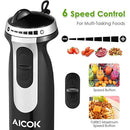 Aicok Immersion 4-in-1 Stick Blender with 6 Speed Control, Powerful Hand Mixer Sets Include Chopper, Whisk, Bpa Free Beaker