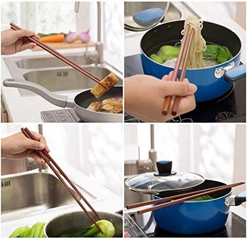 Cedmon Grocery Cooking Wooden Chopsticks, Extra Long Hot Pot Chopsticks,16.5 Inch