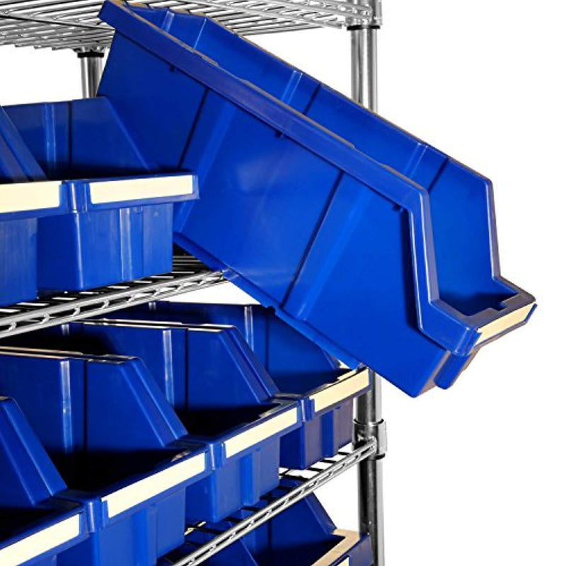 Seville Classics Commercial 8-Tier UltraZinc/Blue NSF 24-Bin Rack Storage System