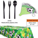 Duocute Soccer Party Supplies 177PCS Sports Theme Children Birthday Disposable Dinnerware Set Includes Plates, 12oz Cups, Napkins, Spoons, Forks, Knives, Tablecloth and Banner, Serves 25