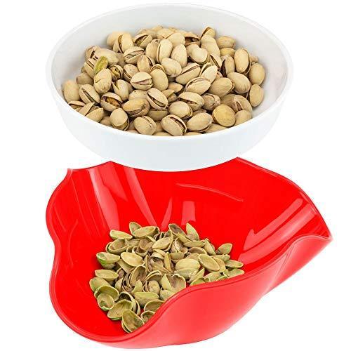 HIRALIY Double Dish Pedestal Serving Snack Dish For Peanuts Pistachios Cherries Edamame Fruits Candy Snacks, Green