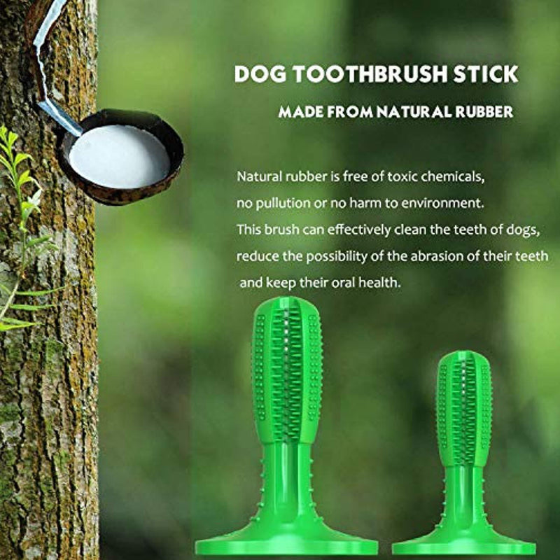 Wisedom Dog Toothbrush Stick-Puppy Dental Care Brushing Stick Effective Doggy Teeth Cleaning Massager Nontoxic Natural Rubber Bite Resistant Chew Toys for Dogs Pets (Green-Small)