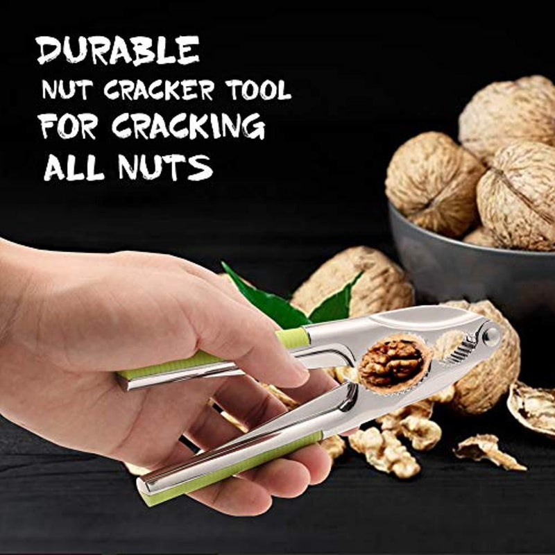 Multipurpose Nut Cracker for All Nuts with Dual Size Groove, Seafood Cracker for King Crab Leg Lobster, Walnut Cracker with Non Slip Soft Padded Handle and Durable Anti Bend Zinc Alloy Material