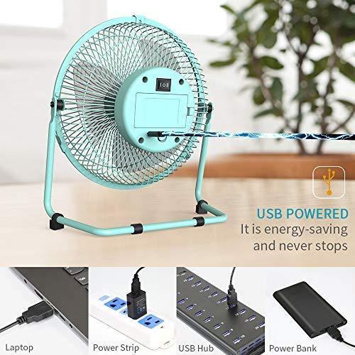 OPOLAR Battery Operated Rechargeable Desk Fan for Home Camping Hurricane, 9 Inch Battery Powered USB Fan with Metal Frame, Quiet Portable Fan with 5200 mAh Capacity & Strong Airflow