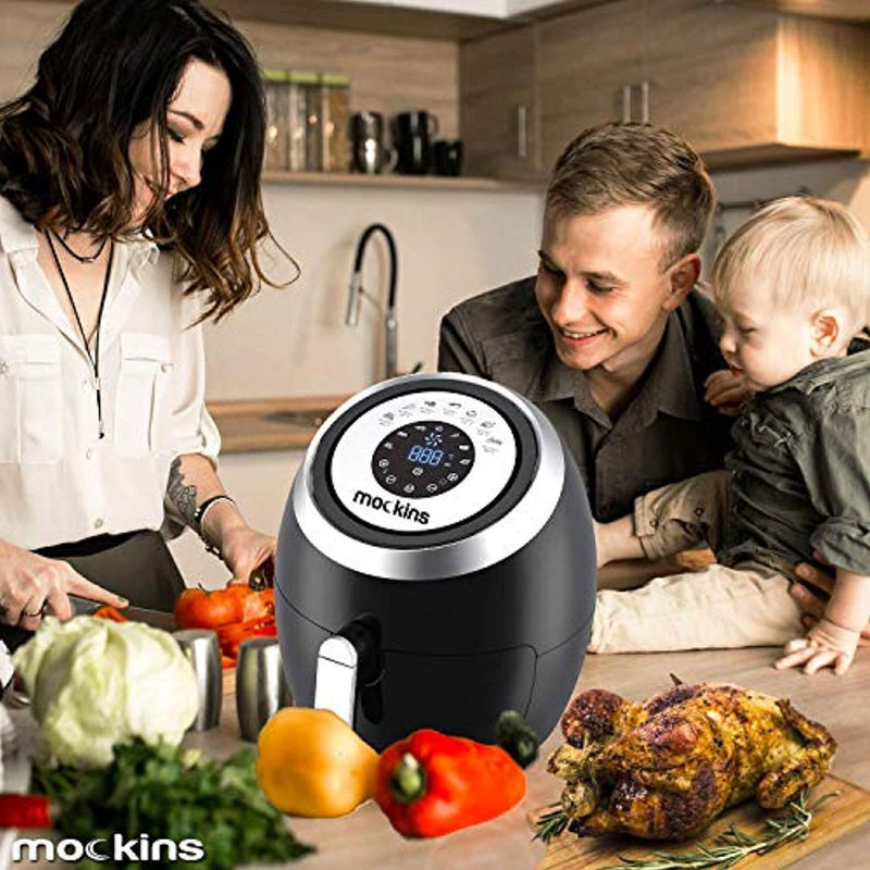 Mockins Professional Extra Large 4 Liter Air Fryer with an Advanced LCD Touch Screen with 7 Built-in Cooking Presets & Rapid Air Circulation Technology Includes a Free Recipe Book