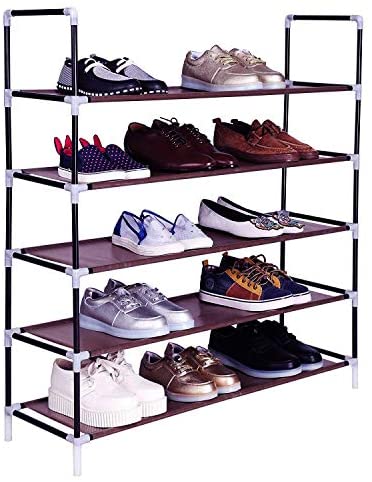 SoSo-BanTian1989 5-Tiers Shoe Rack 25 Pairs Non-Woven Fabric Shoe Storage Organizer Shoe Tower Cabinet,39 x 11 x 37inch (Black)