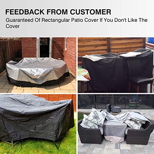 FLYMEI Outdoor Patio Furniture Covers, 315x180x74cm 420D Oxford Polyester Extra Large Size Furniture Set Covers Fits to 12-14Seat Black 124''x70.87''x29.13''