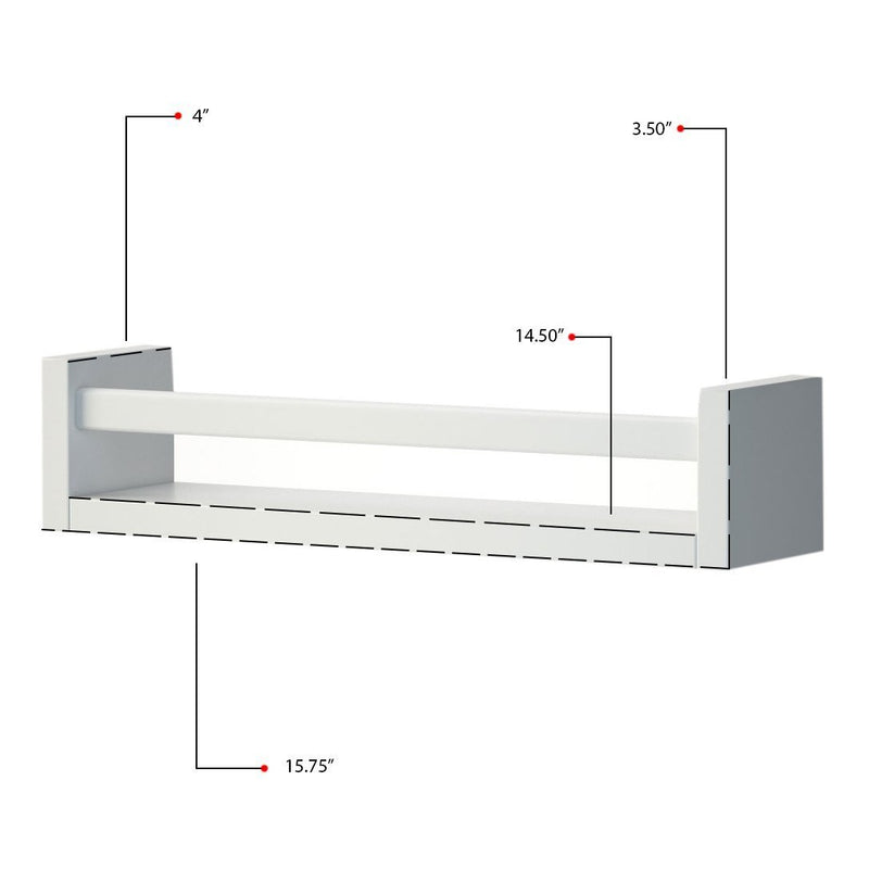 Wallniture Utah Set of 2 Nursery Room Wood Floating Wall Shelves White