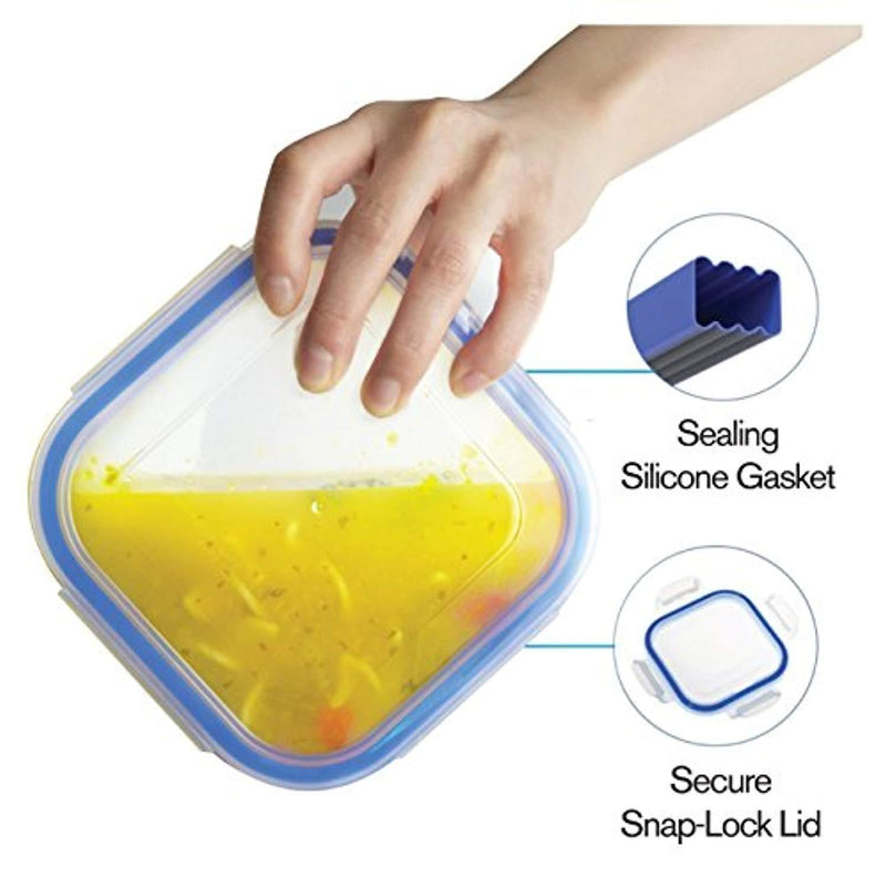 Zestkit Glass Food Storage Containers Set ZK-CS11 Rectangular / Round Container with Airtight Transparent Lids, BPA-Free, Leak Proof. Use for Home, Kitchen, Restaurant (10 Containers + 10 Lids)