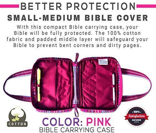 Bible Covers for Women & Girls | Bible Carrying Case | Small-Medium Bible Cover with Handles | Soft Carrying Case Fabric | Multiple Colors Available | with Pen Holders | 100% Cotton Material (Purple)