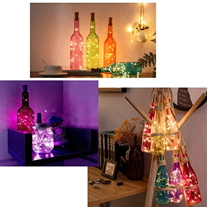 LEDIKON 20 Pack 20 Led Wine Bottle Lights with Cork,3.3Ft Silver Wire Warm White Cork Lights Battery Operated Fairy Mini String Lights for Wedding Party Wine Liquor Bottles Crafts Christmas Decors Decor