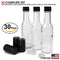 Hot Sauce Woozy Bottles Empty 5 Oz Complete Sets of Premium Commercial Grade Clear Glass Dasher Bottle with Shrink Capsule, Leak Proof Screw Cap, Snap On Orifice Reducer Dripper Insert (Black 30 Sets)