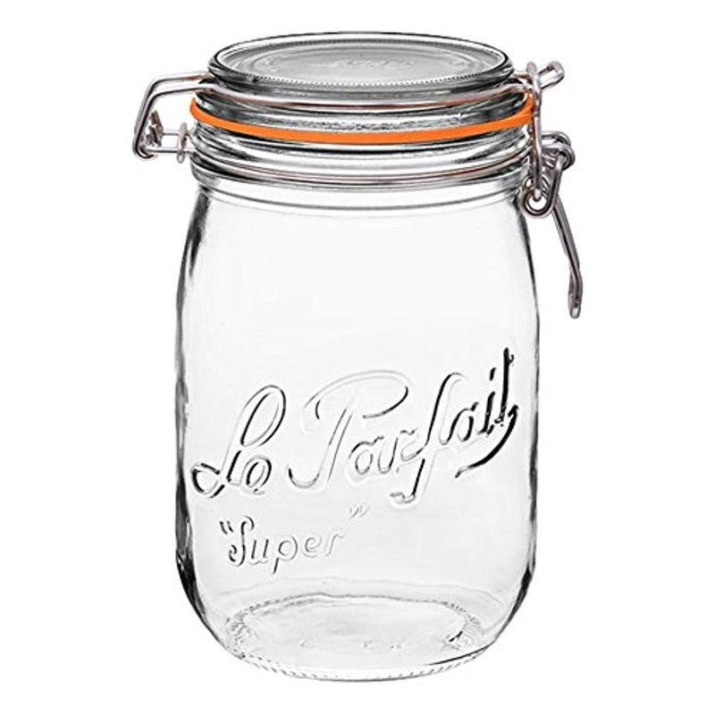 2 Le Parfait Super Jars - Wide Mouth French Glass Preserving Jars (2, 1000ml - 32oz - Quart)