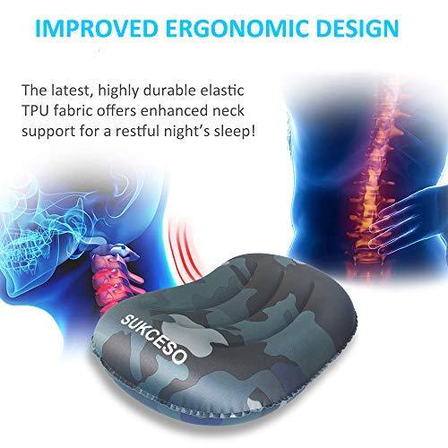 [2-PACK] Ultralight Inflatable Camping Pillow - Compressible, Compact, Comfortable for Sleeping While Traveling, Hiking, or Backpacking. Ergonomic Inflating Camping Pillows for Neck and Lumbar Support