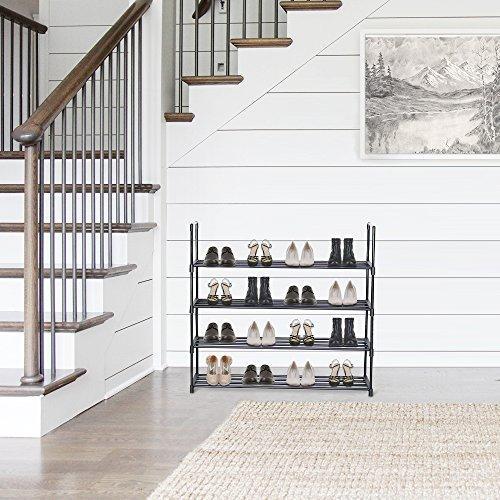 HOME BI 4 Tier Shoe Rack, 20 Pairs Shoes Organizer Closet for Home & Office, Anti-Rust,Easy to Assemble, No Tools Required,35.6”W x 12.0” D x 33.27”H, Black