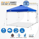 EAGLE PEAK 10’ x 10' Pop Up Canopy Tent Instant Outdoor Canopy Straight Leg Shelter with 100 Square Feet of Shade (White)