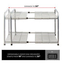 Venoly Home - Under Sink 2 Tier Expandable Shelf Organizer Rack, Silver - Expands from 18 Inches to 30 Inches