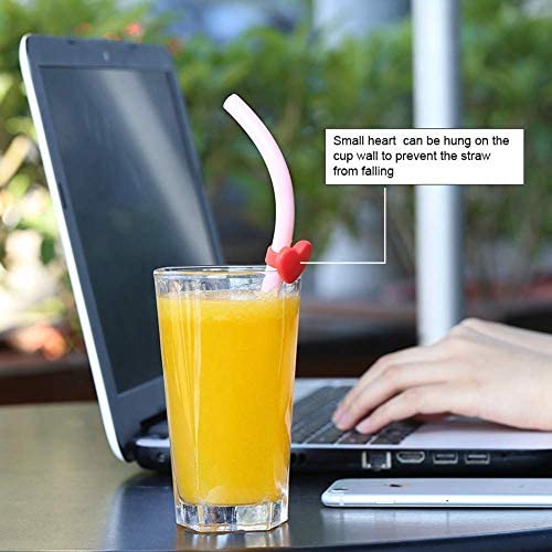 Reusable Collapsible Silicone Drinking Straws Set - Eco Friendly Foldable Straws,2 Carrying Case and 2 Cleaning Brush,Kids Friendly, BPA Free,Portable, for Travel, Household, Outdoor. (Teal+Gray)