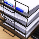 4 Tier Stackable Paper Tray - Metal Mesh Office File Organizer for Desk Printer Letter Teacher Paper Black Color by DeElf