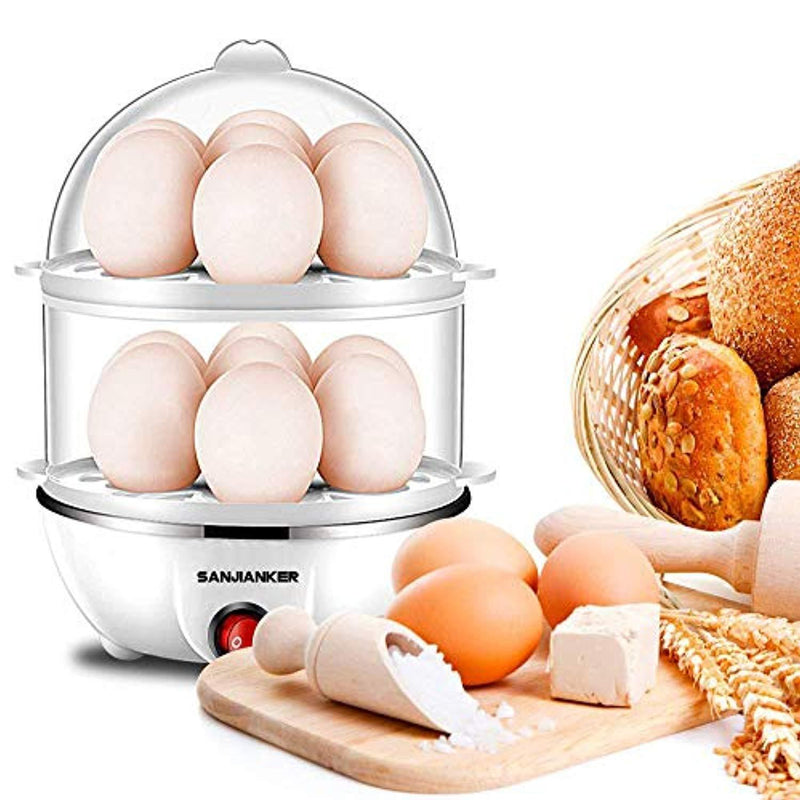 Egg Cooker,350W Electric Egg Maker,White Egg Steamer,Egg Boiler,14 Egg Capacity Egg Cooker With Automatic Shut Off，Egg cooker with Free Gift Egg Piercer