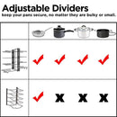 Pot Rack Organizer, 3 DIY Methods, Height and Position are Adjustable 8+ Pots Holder, Black Metal Kitchen Cabinet Pantry Pot Lid Holder