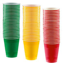 18 oz Party Cups, 96 Count - Festive Green, Sunshine Yellow, Red - 32 Each Color