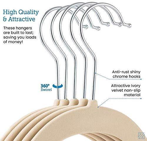 Non-Slip Velvet Hangers - Suit Hangers (50-pack) Ultra Thin Space Saving 360 Degree Swivel Hook Strong by ZOBER