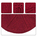 LimBridge Christmas Tree Skirt, 48 inches Diamond Knit Knitted Thick Rustic Xmas Holiday Decoration, Burgundy