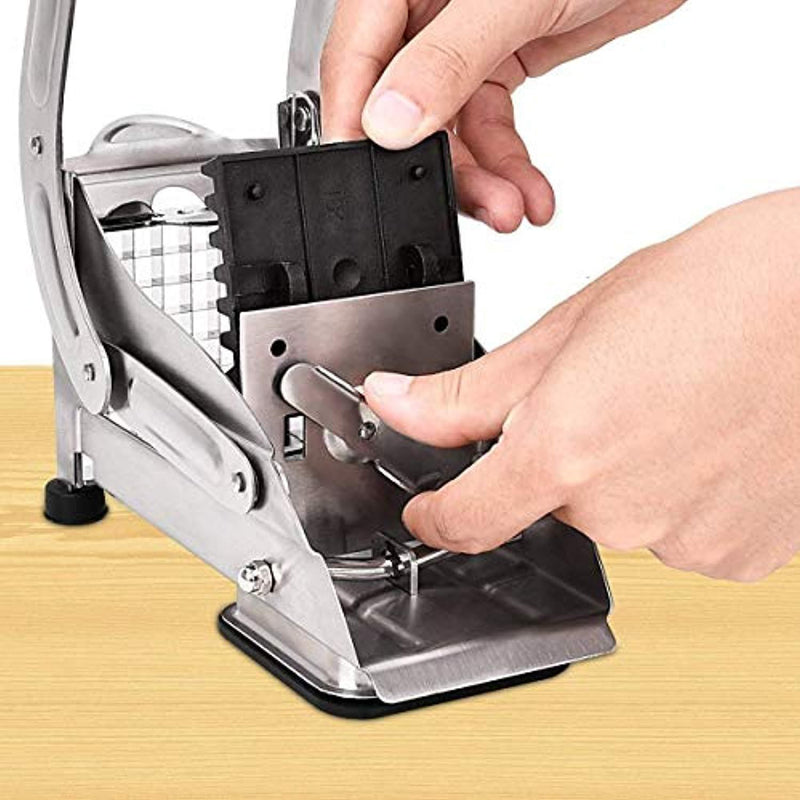 IKOCO French Fry Cutter Homemade Potato Chip Chipper with 2 Thickness Adjustable Stainless Steel Blades and Non-Slip Suction