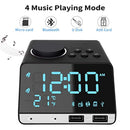 SAPE Alarm Clock for Bedrooms with Dual Alarm, Snooze, Bluetooth Speaker, FM Radio, AUX TF Card Play, Dual USB Charger Port, Temperature Function