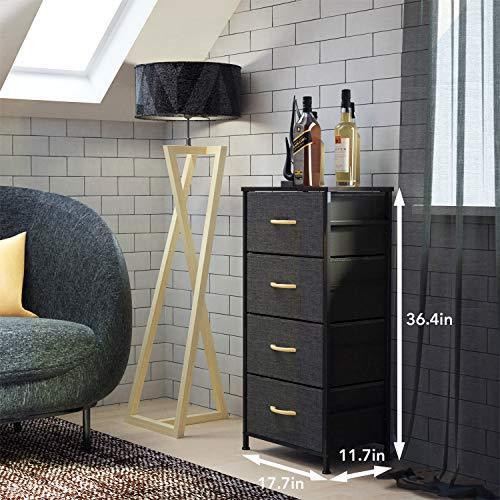 WeHome 4 Drawer Fabric Dresser Storage Tower, Organizer Unit for Bedroom, Closet, Entryway, Hallway, Nursery Room - Dark Indigo