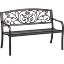 Mosaic Powder Coated 33.5 x 24 x 50.5-Inch Cast Iron Outdoor Patio Bench with Ivy Design Backrest, Black